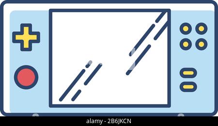 Tragbares RGB-Farbsymbol für Videospielkonsole. Handheld-Gaming-Gadget mit Tasten. Elektronisches Taschengerät zum Spielen. Unterhaltung. Technologie Stock Vektor