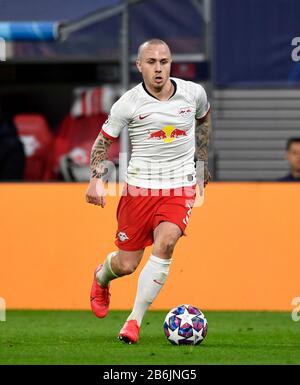 Angelino (L), Fußball Champions League, Runde 16, Reverse, RB Leipzig (L) - Tottenham Hotspur (TTH) 3:0, am 10. März 2020 in Leipzig/Deutschland. â Nutzung weltweit Stockfoto