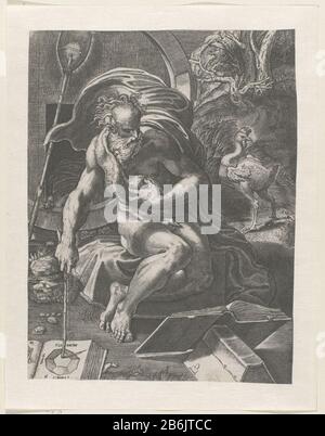 Diogenes Diogenes sitzt wegen seines Fasses auf dem Boden. In der Hand hält er einen Stock, Wo er anmerkte, dass er in einem Geometriebuch zeigt. Im Hintergrund rechts ein zupfter haan. Hersteller : Druckerhersteller Giovanni Jacopo Caraglio (zugeschrieben) zu Entwurf: Parmigianinoplats Herstellung: Italien Datum: 1515 - 1565 Physische Merkmale: Fahrzeugmaterial: Papiertechnik: Enga (Druckverfahren) Abmessungen: Blatt: H 282 mm (Kantenschnitt auf der Innenseite der Platte) × W 215 mm (Kantenschnitt auf der inneren Platte) Betreff: (Geschichte von) Diogenes, die philphilosherDiogenes verspottet Platons Definition des Menschen, indem sie ein gezupftes Geflügel zeigt Stockfoto