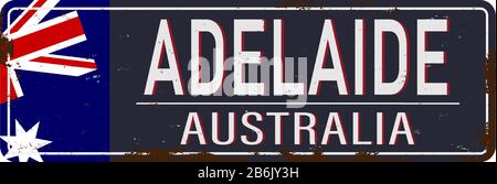 Adelaide Australia Travel verrostetes Metallschild. Symboldesign. Robbentourismus. Stock Vektor