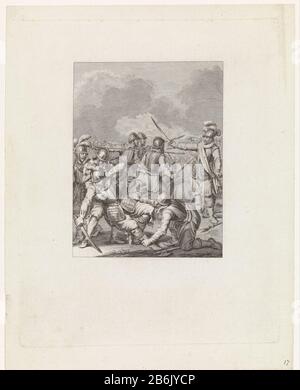 Tod von Karl dem Boisot, 1575 Szenen aus dem Leben von Prinz William I., 1568-1584 (Serientitel) Während eines Kampfes mit Mondragon finden Charles de Boisot den Tod auf dem Schlachtfeld, 29. september 1575. Dieser Beitrag ist Teil einer Serie von 24 Drucken, die Szenen aus dem Leben von Fürst William I. von 1568 bis 1584 darstellen und ist eine Illustration für den siebzehnten zang. Hersteller: Druckmaschine: König Theodore zum Entwurf: Jacobus Kauft Ort Herstellung: Amsterdam Datum: 17810 Physikalische Eigenschaften: Engra-Material: Papiertechnik: Engraa (Druckverfahren) Messungen: Plattenkante: H 273 mm × W 217 Stockfoto