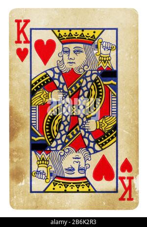 König der Herzen Vintage Playing Card isoliert auf weißem (clipping path enthalten) Stockfoto