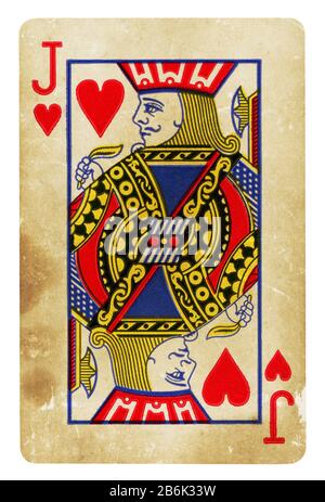 Jack der Herzen Vintage Playing Card - isoliert auf weißem (clipping path enthalten) Stockfoto