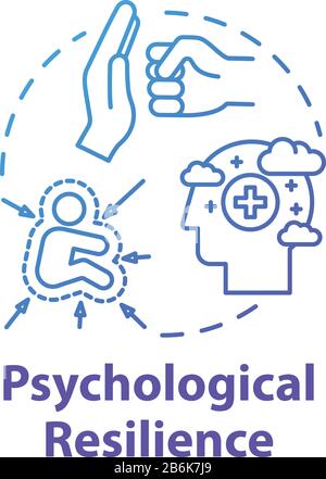 Symbol für psychologisches Resilienzkonzept. Belastungsschutz. Fähigkeit, mit der Krise emotional zurechtzukommen. Idee zur psychischen Gesundheit - dünne Linie - Abbildung. Vektor Stock Vektor