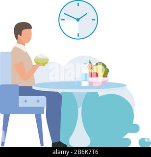 Healthy lunch habits flat vector illustration Stock Vektor