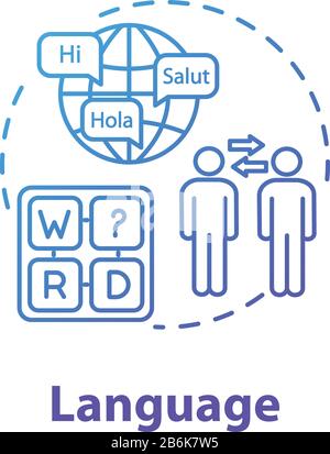 Symbol für Sprachkonzept. Fähigkeit, in verschiedenen Sprachen zu kommunizieren. Kenntnisse über Fremdsprachen Idee dünne Linie Illustration. Vektor isoliert Stock Vektor