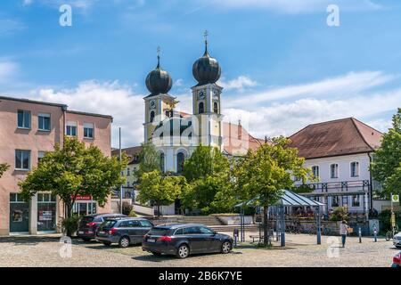 Abteikirche St. Michael des Klosters Metten, Niederbayern, Bayern, Deutschland Abteikirche St. Michael's, Stift Metten, Metten, Niederbayern, G. Stockfoto