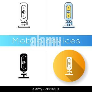Webcam-Symbol. Digitale Videokamera Mall. Online-Chat, Konferenz. Überwachung. Tragbares Aufnahmegerät. Technologie. Mobilgerät. Linear schwarz Stock Vektor