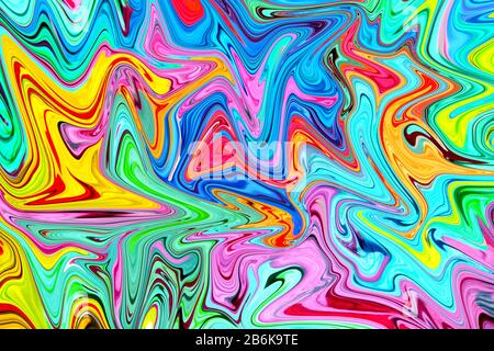 Bunte, flüssige Marmorfarbe wirbelt den Hintergrund. Flüssiges Malen abstrakter Textur. Stockfoto