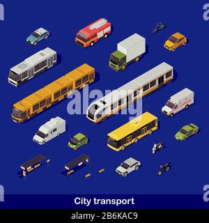 Isometrische Farbvektorabbildung für den Stadtverkehr Stock Vektor