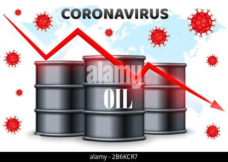 Coronavirus und Ölpreisrückgang. Weltweite Finanzkrise. Vektorgrafiken Stock Vektor
