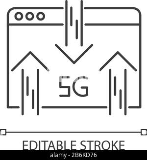 5G Web-Browser Pixel perfektes lineares Symbol. Internet-Browsing. Wireless-Technologie. Schnelle Verbindung. Anpassbare Abbildung mit dünner Linie. Kontursymbol Stock Vektor