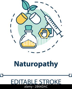 Symbol für das Konzept der Naturheilkunde. Alternative und konventionelle Medizin Idee Thin Line Illustration. Behandlung mit natürlichen, organischen Heilmitteln. Vektor isoliert Stock Vektor