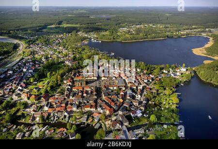 Stadt Fuerstenberg an der Havel, Luftbild, Deutschland, Brandenburg, Fuerstenberg/Havel Stockfoto