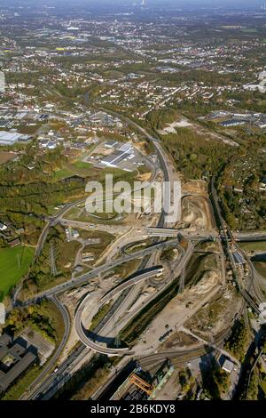 , Baustelle der Autobahn A 40 und A 448, Dortmumer Westkreuz, 28.10.2012, Luftbild, Deutschland, Nordrhein-Westfalen, Ruhrgebiet, Dortmund Stockfoto