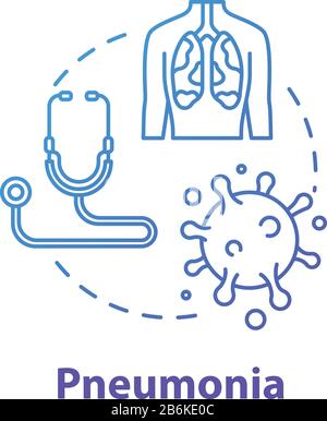 Symbol für Pneumonie-Konzept. Alveoli-Diagnose. Lungenentzündung. Atemwegserkrankungen. Bronchien, Luftröhre. Darstellung der Thin Line von healthcare Idea. Vektor Stock Vektor