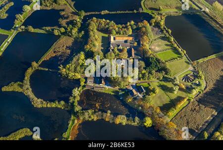 Schloss Rietberg und Rietberger Fischteiche, 26.10.2013, Luftbild, Deutschland, Nordrhein-Westfalen, Rietberg Stockfoto