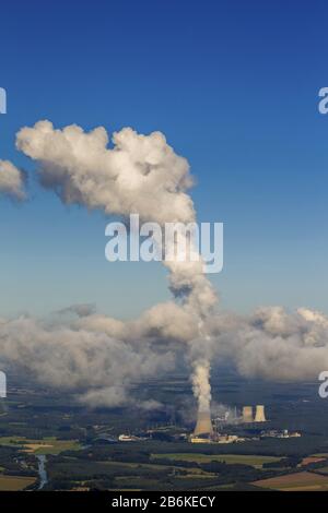 , ehemaliges Kernkraftwerk, heute Erdgaskraftwerk Emsland in Lingen an der Ems, Luftaufnahme, 27.08.2014, Deutschland, Niedersachsen, Lingen (Ems) Stockfoto