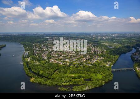 , Halbinsel Heisingen am Baldeney-See mit dem Ruhrbogen, 16.05.2014, Luftbild, Deutschland, Nordrhein-Westfalen, Ruhrgebiet, Essen Stockfoto