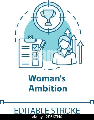 Womans Ambition Türkis Concept Icon. Karrierechancen. Arbeitsziele. Berufliches Wachstum. Gleichstellungsidee - dünne Linie - Abbildung. Vektor Stock Vektor