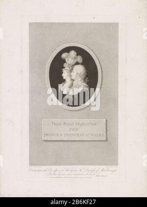Doppelporträt von Prince George und Princess Caroline Ihre Königliche Hoheiten The Prince and Princess of Wales (Titelobjekt) Doppelporträt von Prince George und Princess Caroline Ihre Königliche Hochgeste The Prince and Princess of Wales (Titelobjekt) Objekttyp: Picture Item Number: RP-P-1954-334Catalogusreferentie: Die Vesme (Bartolozzi) 1209-3 (3) Beschreibung: Doppelporträt von Fürst Georg (später König Georg IV.) und Prinzessin Caroline von Braunschweig-Wolfenbüttelen im Profil links. Text am unteren Rand Engels. Hersteller: Druckerhersteller: Francesco Bartolozzi (Listed Property) to p Stockfoto