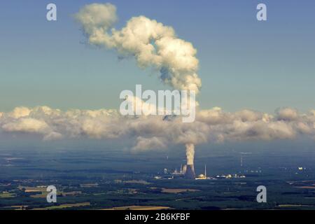 , ehemaliges Kernkraftwerk, heute Erdgaskraftwerk Emsland in Lingen an der Ems, Luftaufnahme, 27.08.2014, Deutschland, Niedersachsen, Lingen (Ems) Stockfoto