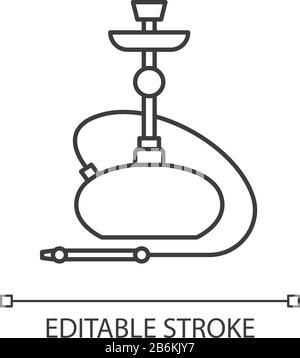 Hookah Pixel perfektes lineares Symbol. Sheesha-Haus. Nikotin und Cannabis. Narkile Lounge. Anpassbare Abbildung mit dünner Linie. Kontursymbol. Vektor Stock Vektor