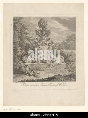 Ein Rebhuhnhund und zwei Wachteln in einer Landschaft mit einem Brunnen Een patrijshond en twee kwartels in een landschap met een fontein Objekttyp : Prent Objectnummer: RP-P-1888-A-14002 Inschriftenbriefe / Merken: Sammlermarke , Verso, gestempelt: Lugt 2228 Hersteller : Pfentinger: Johann Elias Ridvereld (Objekt) herstellen: Objekt Augsburg-dating: 1708 - 1767 Physikalische Kenmerken: ETS-Material: Papier Techniek: Etsen-Maße: Zopfmuster: H 292 mm × b 260 mm Betreff: Jagddogslandschaften - HH - idealer Landschaftsapfeswalker und Läufervögel (mit NAME)Zierbrunnen Stockfoto