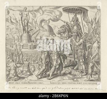 Ein wütender Nebukadnezar-Auftrag für Shadrach, ihm Geschichte von Shadrach (Serientitel) ZU bringen EIN wütender Nebukadnezar-Auftrag für Shadrach HIM bringt Geschichte Shadrachs (Serientitel) Immobilientyp: Print Seriennummer: 1 / 4Objectnummer: RP-P-1904-3280Catalogusreferentie: Neuer Hollenstein / Hollerkenstein (170Marking) Hollenkenstein: Hollenkenstein: Hollenkenstein: Hollenkenstein: 170-3 Hollenkenstein: Hollenkenstein: Hollenking: Hollenkenstein: Hollenkein-1) Sammlerzeichen, verso, gestempelt: Lugt 2228opschrift, recto, schreibt: "Der König ist ein Bild von Gold ..." Beschreibung: Die Babylonier kommen zum König und beschuldigen Juda Shadrach, sie verehren die Götter nicht. Links eine goldene Statue und ein Stockfoto