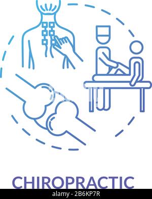 Symbol für das chiropraktische Konzept. Komplementärmedizin Idee dünne Linie Illustration. Behandlung von Bewegungsapparaten. Verfahren zur Spinalverstellung. Vektor Stock Vektor