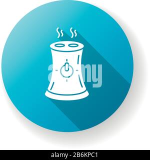Luftreiniger, Heimgerät blaues flaches Design langes Schatten-Glyph-Symbol. Tragbarer Luftbefeuchter, elektrisches Gerät im Haushalt, Feuchtigkeitsregulierungsgeräte Stock Vektor