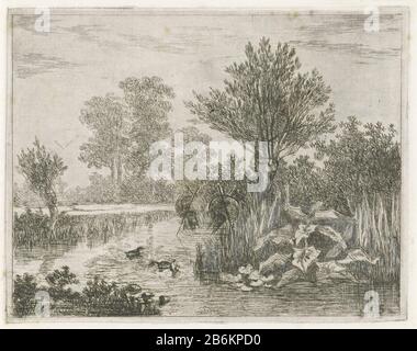 Enten in einem Graben Enten in einem Graben Objekttyp: Bild Artikelnummer: RP-P-1909-6388Katalogusreferentie: Hippert & Linnig 40-1 (3) Hinweis: 1 (4) vier Zustände in der Sammlung des Print Room Schriftzüge / Marken: Sammlermarke, Verso, gestempelt: Lugt 2228 Sammlermarke, Verso, gestempelt: 1485 Hersteller: 1485 Druckerhersteller Hermanus Jan Hendrik van Huys Bountiful Ort Herstellung: Utrechter Datum: 1823 - 1883 Physikalische Merkmale: Radierung auf Chinakollé und Bleistift; Proofing Material: Papier Chine Collé Bleistift Technik: Ätzmaße: Plattenkante: H 129 mm × W 165 mm Betreff: Wasservögel: Ente tre Stockfoto