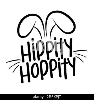 Hippity Hoppity - Süßes, buntes Design, lustiger, handgezeichneter Pudel, Cartoon Osterkaninchen. Gut geeignet für Kinderbücher, Poster oder T-Shirts textile Grafik desig Stock Vektor