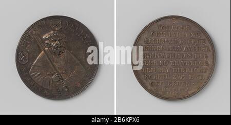 Erster Jahrestag der Kapitulation des Augsburger Geständnisses im Reichstag Zilveren Penning. Voorzijde: Borststuk-Mann traf z. Stockfoto
