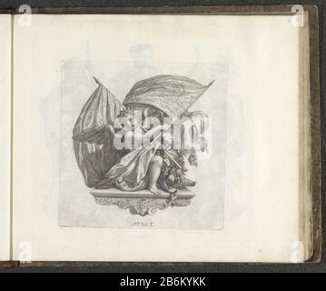 Engel traf Twee vaandels Numismata virorum illustrium ex Barbadica gente (serietitel) EINE Konsole mit einem Engel, wa mit zwei Bannern. Bei einer Standardwaffe Italiens, genauer gesagt aus Genua oder Mailand. Auf dem anderen Arm von Venedig, dem Löwen von St. Mark. Der Druck ist Teil eines Albums. Hersteller: Druckmaschine: Robert Audenaerd (denkmalgeschütztes Gebäude) Auftraggeber: Giovanni Francesco Barbarigo (denkmalgeschütztes Objekt) Ort Herstellung: Rom Datum: 1673 - 1743 Physische Merkmale: Fahrzeugmaterial: Papiertechnik: Enra (Druckverfahren) Abmessungen: Plattenkante: H 179 mm × W 177 mm Betreff: Engelbanner, Standard (als Symbol) Stockfoto