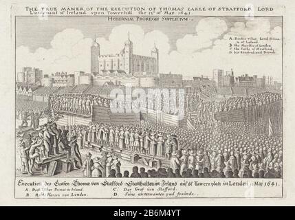 Executie van Thomas Wentworth, 1e graaf van Strafford, 1641 Ausführung von Thomas Wentworth, 1st Earl of Strafford, 1641 Objekttyp: Abbildung Buch Illustration Artikelnummer: RP-P-ob-11.253Catalogusreferentie: New Hollstein German (Hollar) 331-2 (3) Wencesington 552-2 (3) Herstellung Vervaardiger: Druckobjekt: London Hollar (angegeben am Ort: Herstellungsdatum: Herstellungsdatum: London Hollar 1641 Physikalische Merkmale: Ätzmaterial: Papiertechnik: Ätzmaße: Plattenkante: H 190 mm × W 266 mmToelichtingIllustratie verwendet in: Lotichius, Johann Peter. Rerum Germanicarum. Frankfurt 1646-1650, Bd. Stockfoto