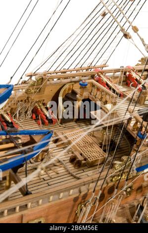 Detailkriegsschiff die "sant Felipe" aus Spanien Stockfoto