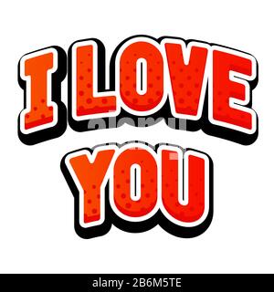 Ich liebe dich. Roter Text in Großbuchstaben Stock Vektor