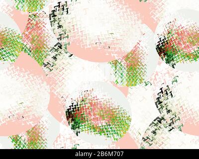 Rosa Weiß und Grün Seifenblase gewelltes, nahtloses Muster Stockfoto