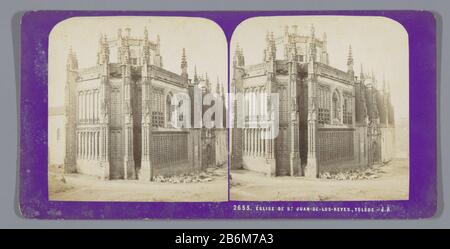 Niederländisch: Titel der Identifizierung (s) Äußeres des Monasterio de San Juan de los Reyes ToledoÉGLISE ST JUAN-DE LOS REYES, TOLÈDE Objekttyp: Stereobilie Artikelnummer: RP-F07637 Aufschriften/Marken: Nummer, Nachzeichnung, Ausdruck "2653." Hersteller: Fotograf: Jean Andrieu (Listed Property) Ort Herstellung: Toledo Datum: × - 1876 Physische Merkmale: Albumindruckmaterialien: Kartonpapiertechnik: Albumindrucke Abmessungen: Sekundäres Medium: H 85 mm façade W 170 mm Betreff:  (oder Haus oder Gebäude) Kloster, Kloster   Römisch-Katholische Kirche wo: Monasterio de San Juan de l Stockfoto