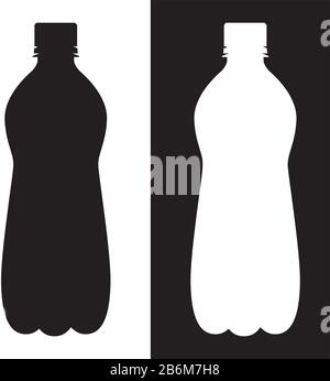 Flasche Wasser. Silhouettensymbole Stock Vektor