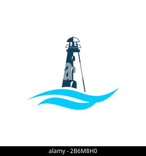 Lighthouse, Beacon Vector Logo Template Illustration Design. Vektor EPS 10. Stockfoto