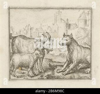 Fabel van de Wolf, de geit en het schaap EIN Wolf, der vor einer Ziege und einem Schaf sitzt. Die Fabel beschreibt, wie der Wolf Freundschaft zwischen Ziegenbock und Schafspause sucht. Die Moral der Geschichte zeigt, dass wahre Freundschaft Wo: Devol ist. Hersteller: Zu drucken von: Aegidius Sadelerprentmaker: Anonym zu drucken von Marcus Gheeraerts (I) zu entwerfen: Marcus Gheeraerts (I) Herausgeber: Aegidius SadelerPlaats Herstellung: Prag Datum: 1608 - 1679 Physikalische Eigenschaften: Ätzmaterial: Papiertechnik: Ätzmaße: Plattenkante: H 97 mm × W 112 mmToelichtKopie zur Illustration Sadele Stockfoto
