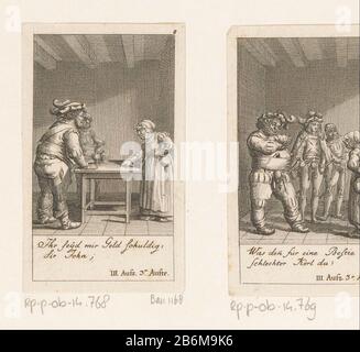 Falstaff beschuldigt de waardin van Diefstal oben Rechts nummeriert 8. Bildunterschrift und Seitenverweis in den Duits. Hersteller : Druckerhersteller Daniel Nikolaus Chodowie: Ckinaar Eigendesign: Daniel Nikolaus ChodowieckiPlaats Herstellung: Berlin Datum: 17810 Material: Papiertechnik: Ätzmaße: Blatt: H 91 mm (geschnittene Innenkante) × b 56 mm (einschneidende Innenkante) Bemerkungen Für William Shakespeares 'Henry IV.' Druckversion: Goettinger Taschen Calender vom Jahr 1786 Göttingen: Johann Christoph Dietrich, 17812. Betrifft: Vorwurf des Literatuurfat (Menschenart), KriminationFalstaffWieWilliam Shakesp Stockfoto