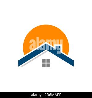 Sun Home Vector Logo Template Illustration Design. Vektor EPS 10. Stockfoto