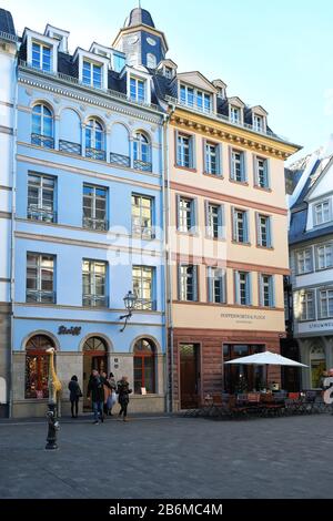 Europa, Deutschland, Rhein-Main, Frankfurt, neue Altstadt, Hühnermarkt, neue Frankfurter Altstadt im Dezember 2019 Stockfoto
