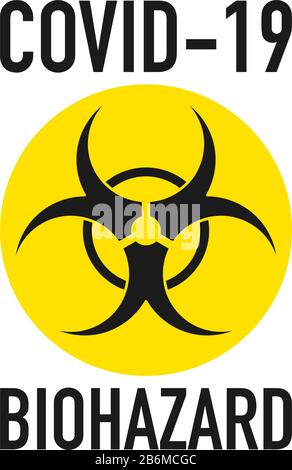 COVID-19 Biohazard Schild. Flache Darstellung. Stock Vektor