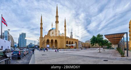 Blick auf die Mohammad Al-Amin-Moschee, Beirut, Libanon Stockfoto