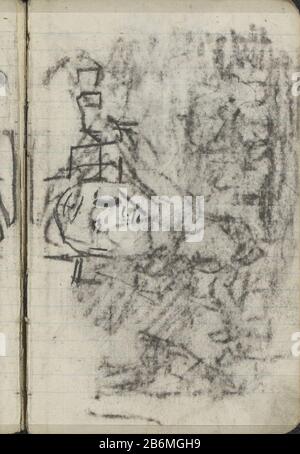 Figurenstudie Im Hintergrund ein Gebäude. Seite 5 aus einem Skizzenbuch mit 36 bladen. Hersteller : Künstler George Hendrik Breitner Herstellungsort: Amsterdam Datum: 1893 - 1894 Körperliche Merkmale: Schwarze Kreide auf gefüttertem Papiermaterial: Gefüttertes Papier Kreidethema: Bürgerarchitektur; Baukörper; Erwachsene Mana dumme Frau wo Amsterdam Stockfoto