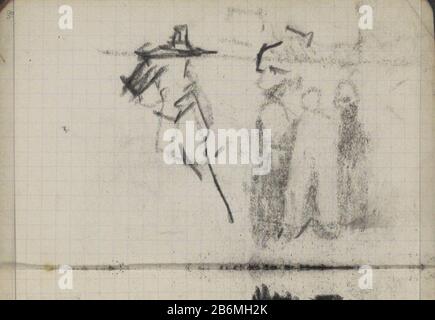 Figurenstudiums Seite 48 eines Skizzenbuchs mit 30 in Amsterdam hergestellten Klingen. Hersteller : Künstler George Hendrik Breitner Ort Herstellung: Amsterdam Datum: 1893 Körperliche Merkmale: Schwarzes Kreidematerial: Quadratisch Papier Kreide Thema: Erwachsene Frau Stockfoto